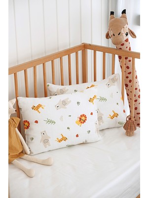 Serstil 2 Adet Desenli Müslin Bebek / Çocuk Yastık Kılıfı %100 Pamuk 45X35 cm