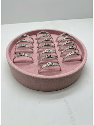 Megass Dekor Süet Kumaş Pembe Renk 20X20 cm Yuvarlak Batırmalı Bileklik Kelepçe Tablası