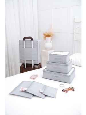 Serstil Valiz Içi ve Ayakkabı Düzenleyici Seyahat Seti - Gri Benekli