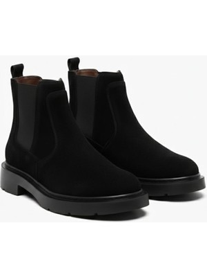 Onater Erkek Hakiki Deri Siyah Süet Chelsea Bot