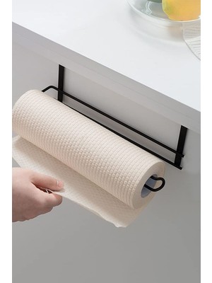 PremiumPort Şık Siyah Metal Askılı Kağıt Havluluk, Modern ve Kullanışlı Tasarım