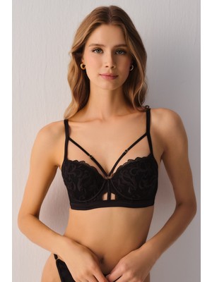 Suwen Flower Glam Dantelli Yarı Destekli Balenli Sütyen