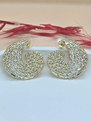 Işıltılı Dantel Desenli Küpe