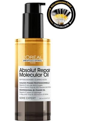 L'Oréal Professionnel L'Oréal Absolut Repair Molecular Çift Fazlı Besleyici ve Onarıcı Bakım Yağı 90 ml