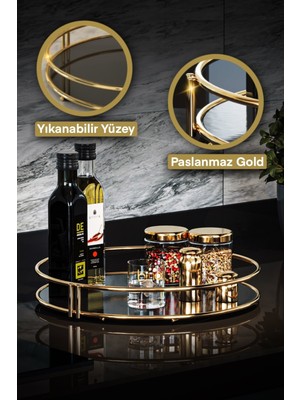 PremiumPort Gold Büyük Lüks Organizer, Sofra, Mutfak ve Pasta Standı