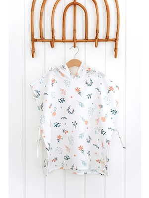 Serstil Kapşonlu Müslin Panço %100 Pamuk Bebek / Çocuk Plaj Havlusu / Bornozu