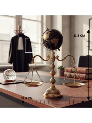 İki Yedi Konsept Occam Metal Adalet Terazisi Siyah Dünya Küresi Hukuk Bürosu Dekorasyonu Avukata Ofis Hediyesi Globe