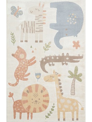 Akbel Halı Bambıno BMB 06 Krem Multy -  Yumuşacık Dokulu Pastel Renklere Sahip Çocuk Halısı