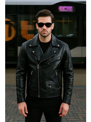 Orions Collection Kuzey Model Kadın Siyah Suni Deri Ceket Oversize Tasarım ve Su Geçirmez Özellik