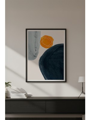 Huhuli Ahşap Siyah Çerçeveli Soyut Tablo HUHU587