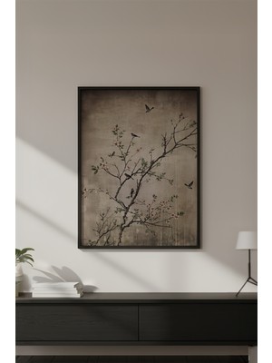 Huhuli Ahşap Siyah Çerçeveli Wabi Sabi Koleksiyon Tablo HUHU722