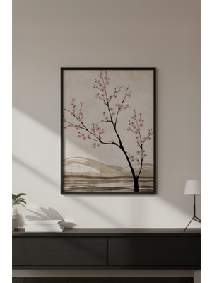 Huhuli Ahşap Siyah Çerçeveli Wabi Sabi Koleksiyon Tablo HUHU741