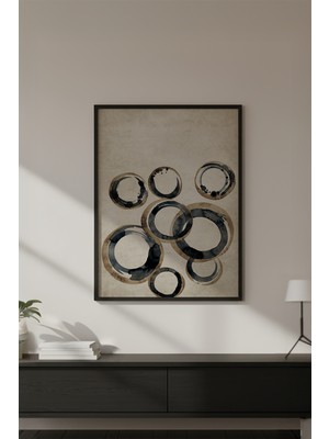 Huhuli Ahşap Siyah Çerçeveli Wabi Sabi Koleksiyon Tablo HUHU756