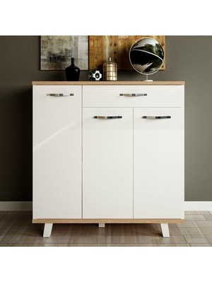 Aeka 1076 Lavantes 3 Kapaklı Tek Çekmeceli Raflı Ayakkabılık