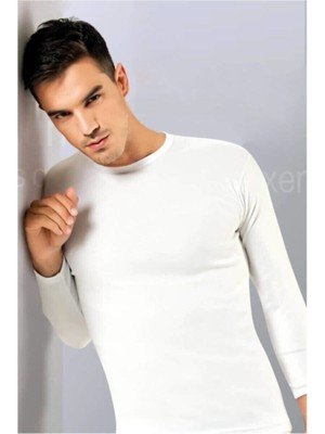 Tutku Elit 2'li Paket Beyaz Lüx Elastan Uzunkol Erkek Body-Beyaz-2xl