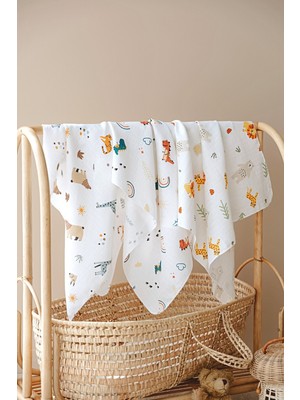 Serstil 3 Adet 80X95 cm Müslin Bebek Örtü / Battaniye / Kundak / Omuz Bezi Set