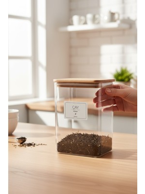 PremiumPort Ahşap Kapaklı Çay Kavanozu Kutusu, Şık ve Fonksiyonel Tasarım