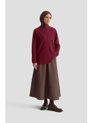 Armine Başak Desenli Kazak 25KD7006 Bordo