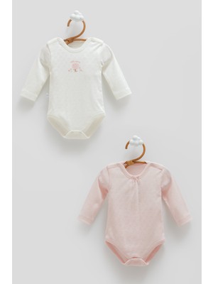 Caramell All Time Girl 0–9 Ay Jakarlı %100 Pamuk 2’li Uzun Kollu Bebek Body Set