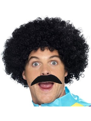 Ett Siyah Scouser Erkek Kısa Peruk ve Bıyık Seti