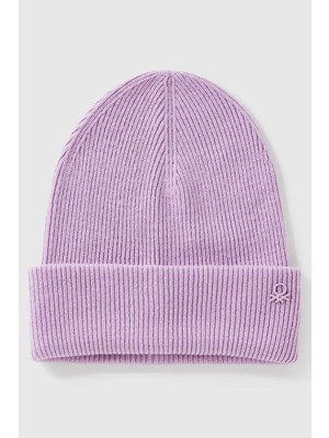 United Colors Of Benetton Lila Erkek Ej_yün ve Viskoz Karışımlı Logo Nakışlı Bere Model Kodu: ( 126WCA00X0W1)