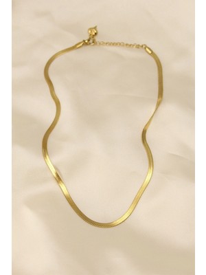 TE Dükkan Buğz 316L Çelik Altın Renk 45 cm Italyan Zincir Model Kadın Kolye