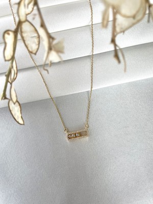 Modesa Bijuteri Messika Model Zirkon Taşlı Çelik Kolye - Kutulu Gönderim