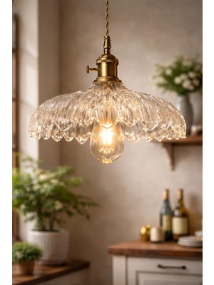 Luna Lighting Roma Model Şeffaf Cam Kristal Klasik Sarkıt Tekli Avize