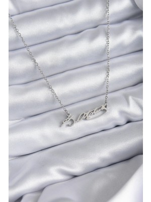 TE Dükkan Buğz 316L Çelik Zincir Gümüş Renk Atatürk Imza Figür Kadın Kolye