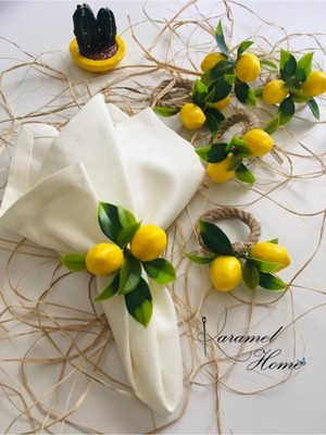 PremiumPort Limon Salkım Desenli 6'lı Peçete Halkası Yüzüğü, Şıklık ve Fonksiyonellik