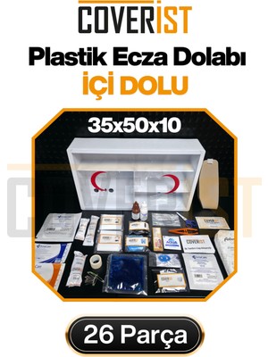 Coverist Küçük Plastik Iş Yeri Ecza Dolabı - Içi Dolu Ilk Yardım Setli