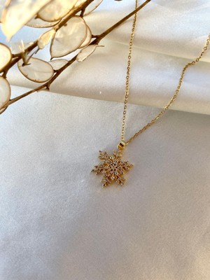 Modesa Bijuteri Kar Tanesi Stres Kolye- Zirkon Taşlı Çelik Kolye