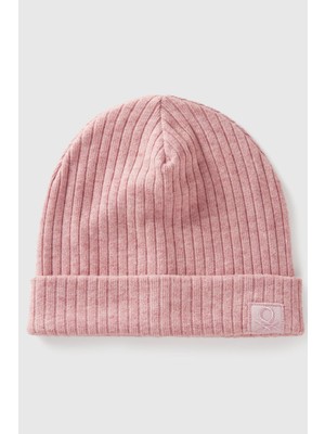 United Colors Of Benetton Toz Pembe Erkek EJ_3D Işlemeli Astarlı Nervürlü Bere Model Kodu: ( 6FEECA02712U)
