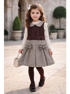 Gültekin Bebe Miss Melinda Güllü Kaz Ayaklı Elbise 7-10 YAŞ-0358530 - Kahverengi