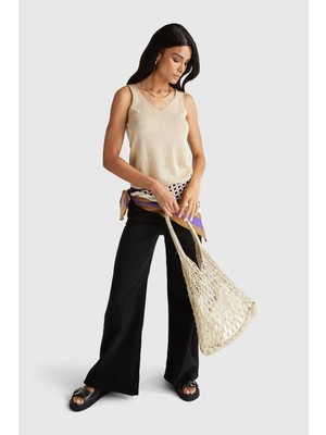 United Colors Of Benetton Sütlü Kahve Kadın / Kız Kdn_alpaka ve Yün Karışımlı Sıfır Kollu Üst Model Kodu: ( 109PDH01F562)