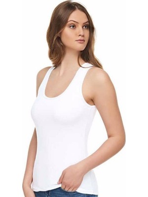 Tutku Elit Kadın 6'lı Modal (Esnek) Kalın Askılı Atlet (Beyaz) Abani Classic-Beyaz-L