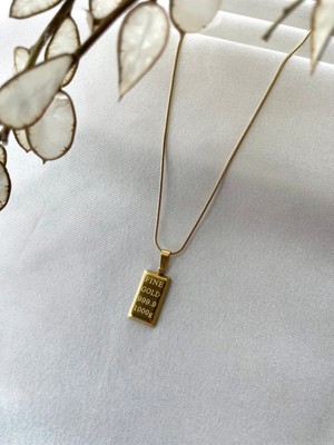 Modesa Bijuteri Külçe Çelik Gold Kolye- Kutulu Gönderim