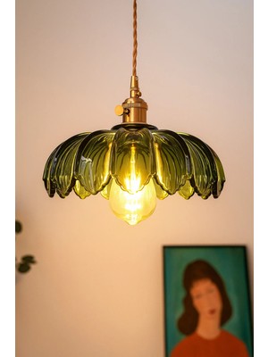 Luna Lighting Petra Model Yeşil Cam Klasik Sarkıt Tekli Avize