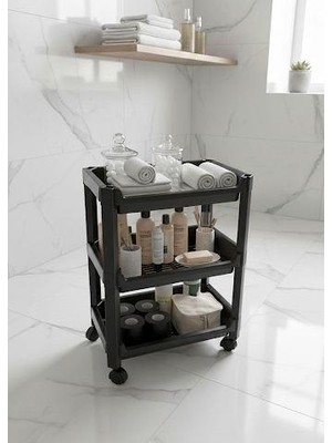 Okyanus Home 3 Katlı Tekerlekli Geniş Düzenleyici  Siyah