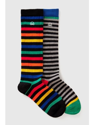 United Colors Of Benetton Mix Erkek E_logo Detaylı Desenli 2`li Uzun Çorap Seti Model Kodu: ( 6AO30704B905)