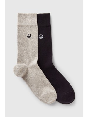 United Colors Of Benetton Mix Unisex U_pamuk Karışımlı Logo Detaylı 2`li Uzun Çorap Seti Model Kodu: ( 6AO427031911)