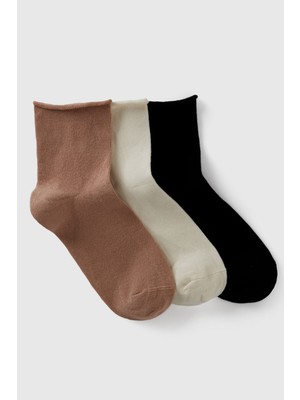 United Colors Of Benetton Çok Renkli Kadın / Kız Kdn_pamuk Karışımlı Düz Renk 3`lü Çorap Seti Model Kodu: ( 6AO5E2155ÇOK Renkl)