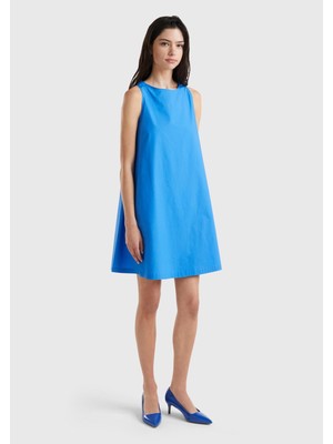 United Colors Of Benetton Mavi Kadın / Kız BN_%100 Koton Kolsuz Midi Boy Elbise Model Kodu: ( 464KDV04X0M8)