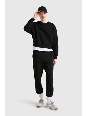 United Colors Of Benetton Siyah Kadın / Kız KDN_%100 Pamuk Manşetli Beli Lastikli Regular Fit Eşofman Altı Model Kodu: ( 3UNIDF01A100)