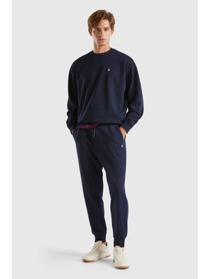 United Colors Of Benetton Lacivert Erkek ERK_%100 Pamuk Yanları Cepli Arkası Cep Detaylı Eşofman Altı Model Kodu: ( 342ZUF01B016)