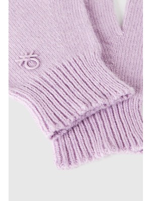 United Colors Of Benetton Lila Erkek Ej_yün ve Viskoz Karışımlı Logo Nakışlı Eldiven Model Kodu: ( 126WCG00M0W1)