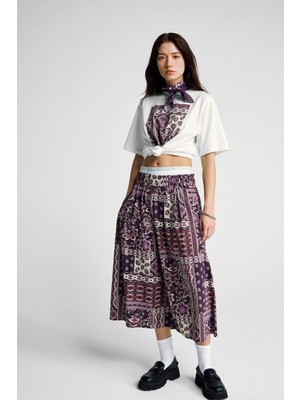 United Colors Of Benetton Siyah Mix Kadın / Kız KDN_%100 Pamuk Desenli Beli Lastikli Cepli Poplin Etek Model Kodu: ( 40H2D005F72B)
