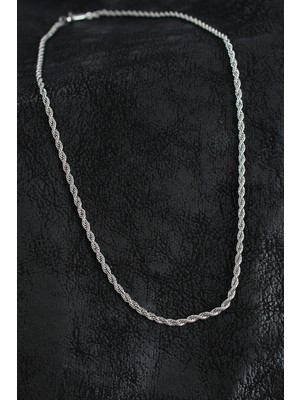 TE Dükkan Buğz 316L Çelik Burgu Zincir Model Gümüş Renk Erkek Kolye