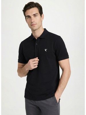 Fabrika Siyah Erkek Slim Fit Polo T-Shirt F5SM-TST 2779 N