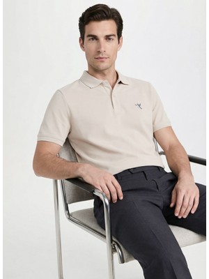 Fabrika Düz Bej Erkek Polo T-Shirt F5SM-TST 2779 N